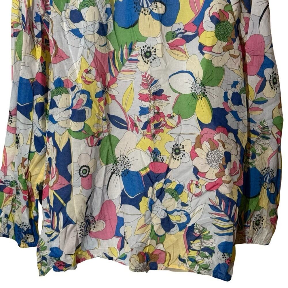 Talbots 100% Cotton Lightweight Floral Colorful Long Sleeve Top Shirt sz XL - Picture 12 of 14